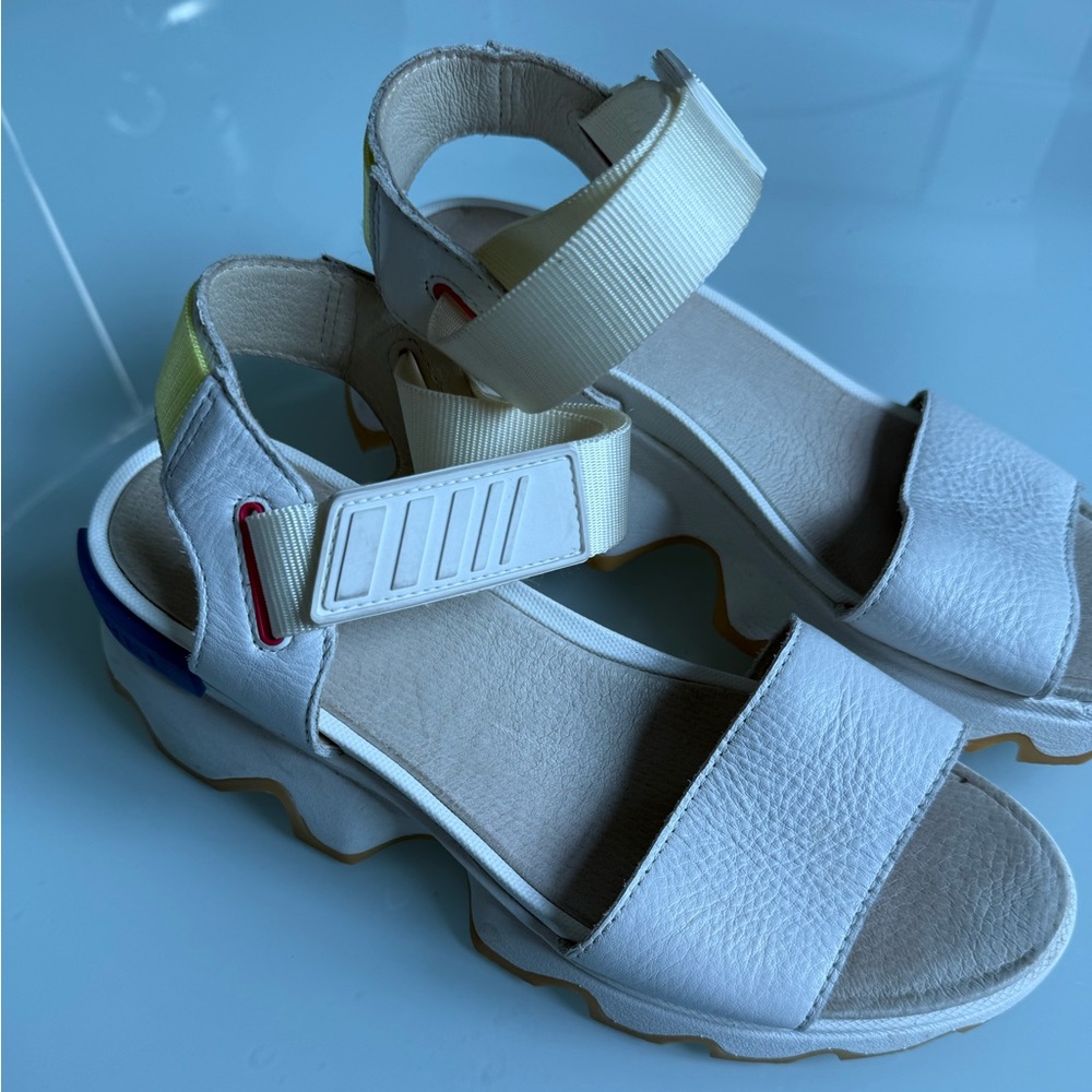 Sorel White and Blue Sandals with Adjustable Strap women’s 8